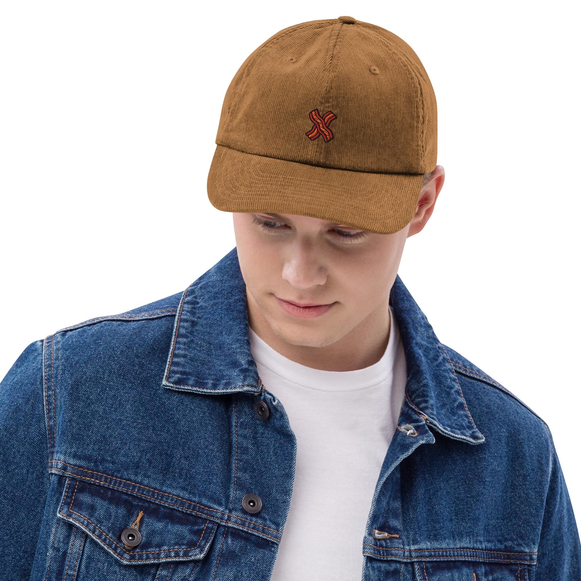 【BAON】Andu embroidery corduroy snap back Bacon Corduroy Hat, Handmade Embroidered Corduroy Dad Cap