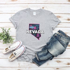 Vintage Nevada Las Vegas T-Shirt, Retro Nevada Karte T-Shirt, Cooles Nevada Souvenir Shirt, Funky Las Vegas Geschenk T-Shirt, Unisex