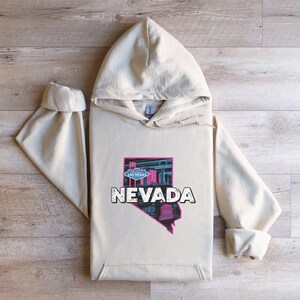 Sweat à capuche Nevada Las Vegas, sweat carte du Nevada vintage, sweat à capuche coloré carte de Las Vegas, sweat à capuche rétro état du Nevada