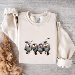 Sudadera con dibujos de pájaros, adorable suéter con estampado de animales, ropa informal cómoda, idea de regalo única, suéteres acogedores
