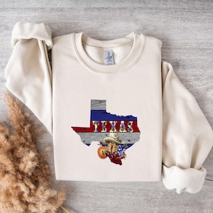 Sweat carte du Texas, cadeau de fierté du pays du Texas, sweat à capuche contour d'État, pull sud du Texas, musique et sweat chapeau de cowboy