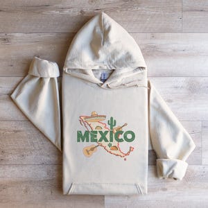 Sudadera con capucha de México Sudadera con capucha de cultura mexicana Sudadera con capucha de cactus con diseño de guitarra de México Sudadera con capucha de orgullo mexicano Sudadera con capucha cómoda con arte de mapas