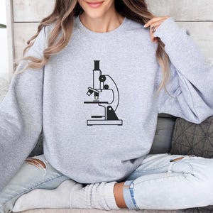 Science Microscope Sweatshirt, Geeky Scientist Apparel, Unique Lab ...