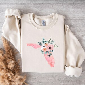 Sweater bloemen staat Florida, bloemenprint kaart Florida, schattige staatskleding, Florida cadeau-idee, VS-reissouvenir-topje