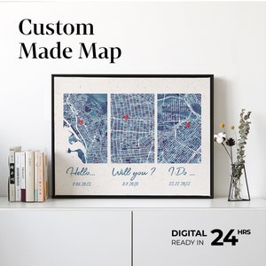Bonjour, oui, impression de carte personnalisée, impression de 3 cartes, cadeau d'anniversaire, cadeau d'anniversaire de mariage pour couple, fiancés rencontrés, mariés