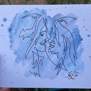 Cartão postal aquarela arte