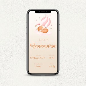 Annuncio Digitale Nascita VOLPE - Biglietto nascita - bambino/bambina, rosa o azzurro, bebè, neonato, Nascita