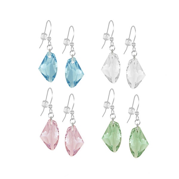 Assorted Colors 19mm Austrian Crystal Galactic Sterling Silver Earrings