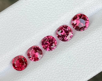 2.41 carats 5 Piece Reddish Pink Spinel Gems Lot Round Cut from Burma