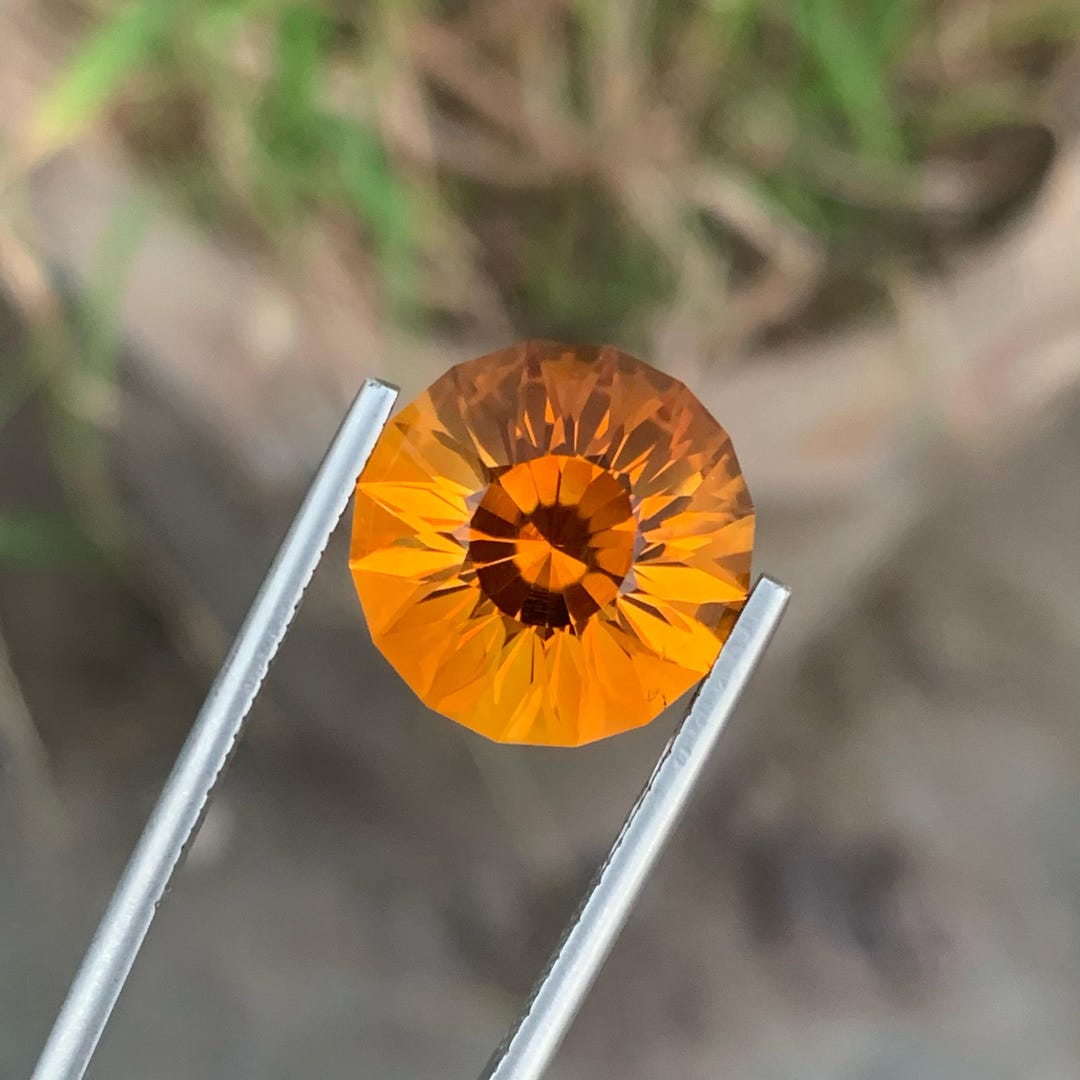 10.80 Carats Orange Fire Citrine Stone Custom Precision Cut From Brazil ...