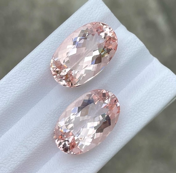 23.60 carats Adorable Pink Morganite Gems Pair Oval Cut from Nigeria