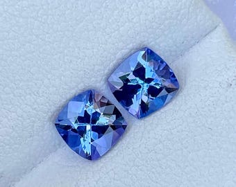 1.85 Karat Blau Tansanit Stein Paar Kissenschliff Tansania Edelstein