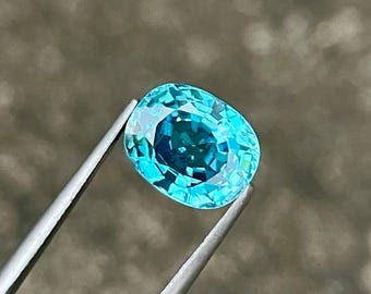 4.65 carats Blue Zircon Stone Cushion Cut Natural Cambodian Gemstone