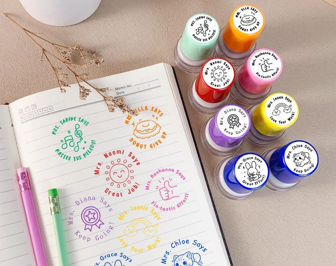 Custom Teacher Stamps, Personalized teacher stamps, Encouragement Stamp, Teacher Grading Stamp, Teacher Gift, Homework Stamp
