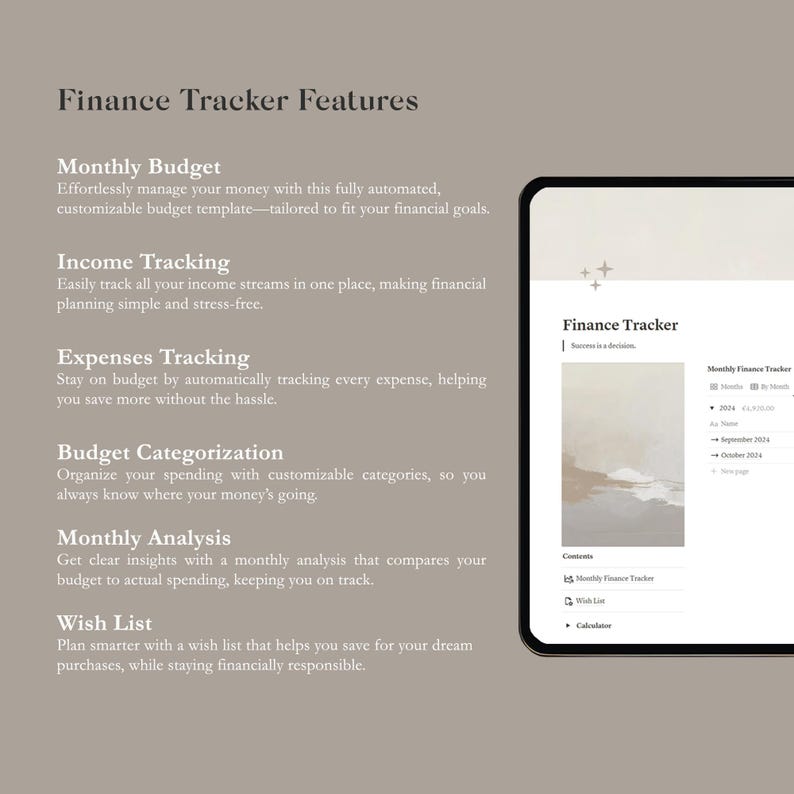 Notion Finance Planner Template, Automated Budgeting (Digital Download) bild 2