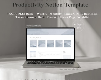Mall för Notion-produktivitetsplanerare: Japandi Art Habit Tracker (digital nedladdning)