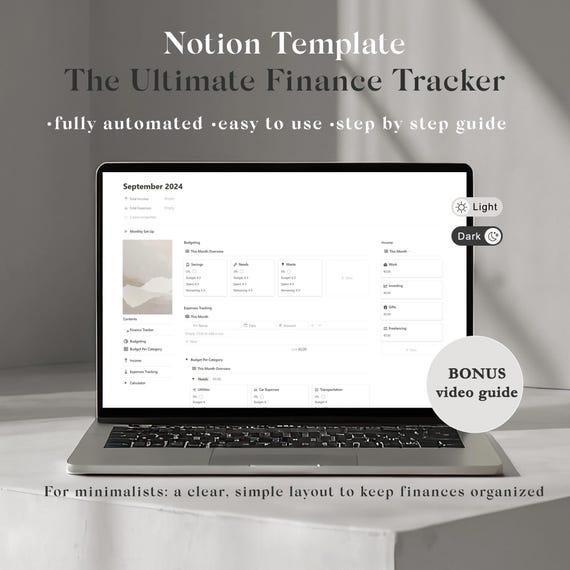 Notion Finance Planner Template, Automated Budgeting (Digital Download)