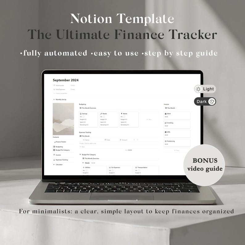 Notion Finance Planner Template, Automated Budgeting (Digital Download) bild 1
