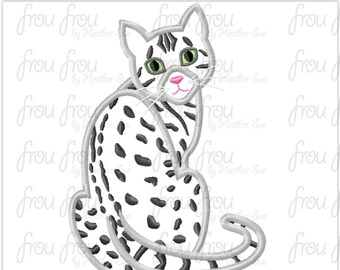 Egyptian Mau House Cat Digital Embroidery Design Machine Filled and Applique 2.5"-16"