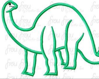 Brontosaurus Dinosaur Digital Embroidery Design Machine Filled and Applique 2"-16"