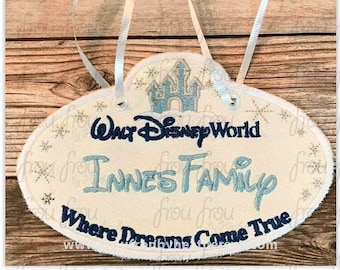 Digital Embroidery Design Machine Applique Stroller Name Tag Dis World With Castle Fish Extender IN THE HOOP Project 4"-16"