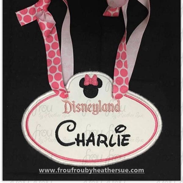 Digital Embroidery Design Machine Applique Stroller Name Tag Dis Land With Miss Mouse Head IN THE HOOP Project 4"-16"