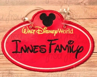 Digital Embroidery Design Machine Applique Stroller Name Tag Dis World With Mister Mouse Head IN THE HOOP Project 4"-16"