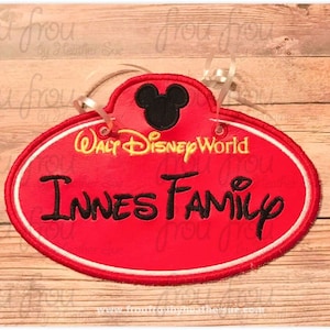 Digital Embroidery Design Machine Applique Stroller Name Tag Dis World With Mister Mouse Head IN THE HOOP Project 4"-16"