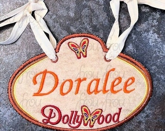 Digital Embroidery Design Machine Applique Doll Wood Stroller Name Tag  IN THE HOOP Project 4"-16"