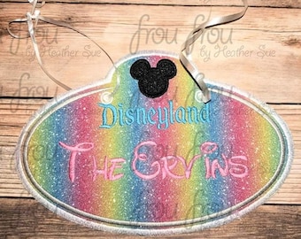 Digital Embroidery Design Machine Applique Stroller Name Tag Dis Land With Mister Mouse Head IN THE HOOP Project 4"-16"