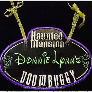 Máquina de diseño de bordado digital apliques casa embrujada Doom Buggy cochecito etiqueta de nombre en el proyecto HOOP 4&quot;-16&quot;