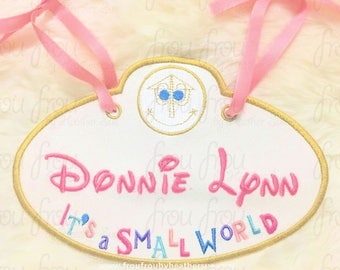 Digital Embroidery Design Machine Applique Small Globe Ride Stroller Name Tag  IN THE HOOP Project 4"-16"