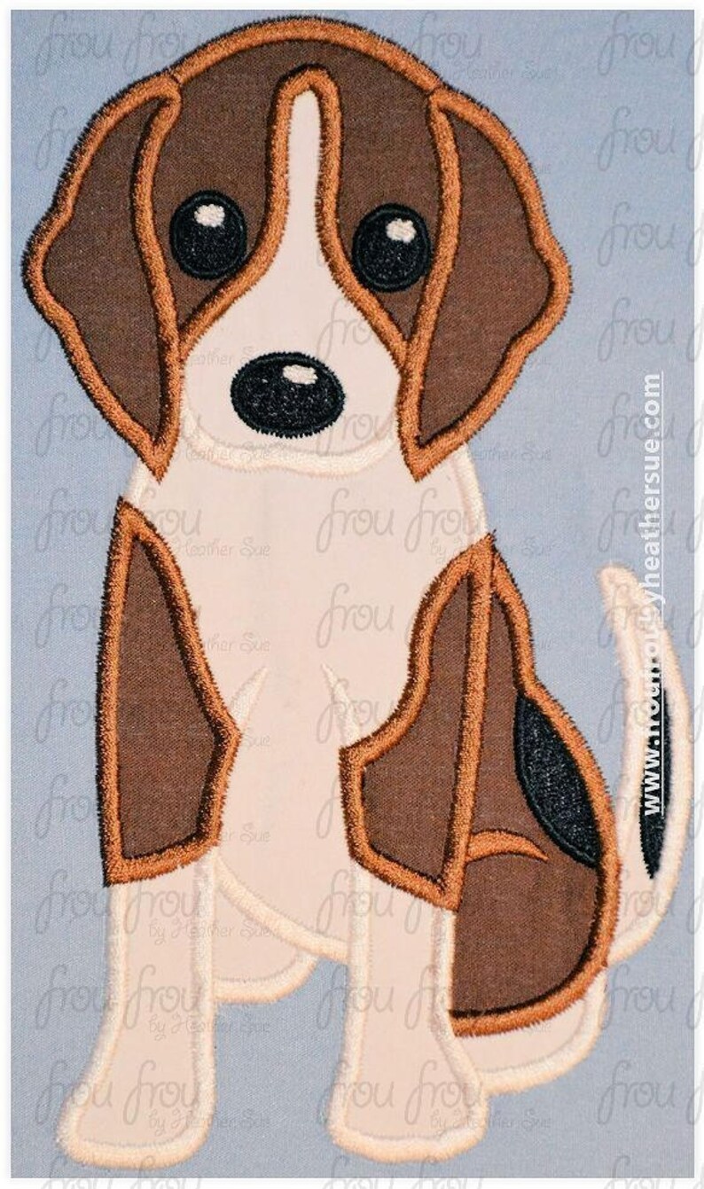 Beagle Dog Digital Embroidery Design Machine Filled and Applique 216 image 2