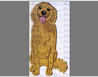 Golden Retreiver Adult Dog Digital Embroidery Design Machine Applique and filled 2"-16"