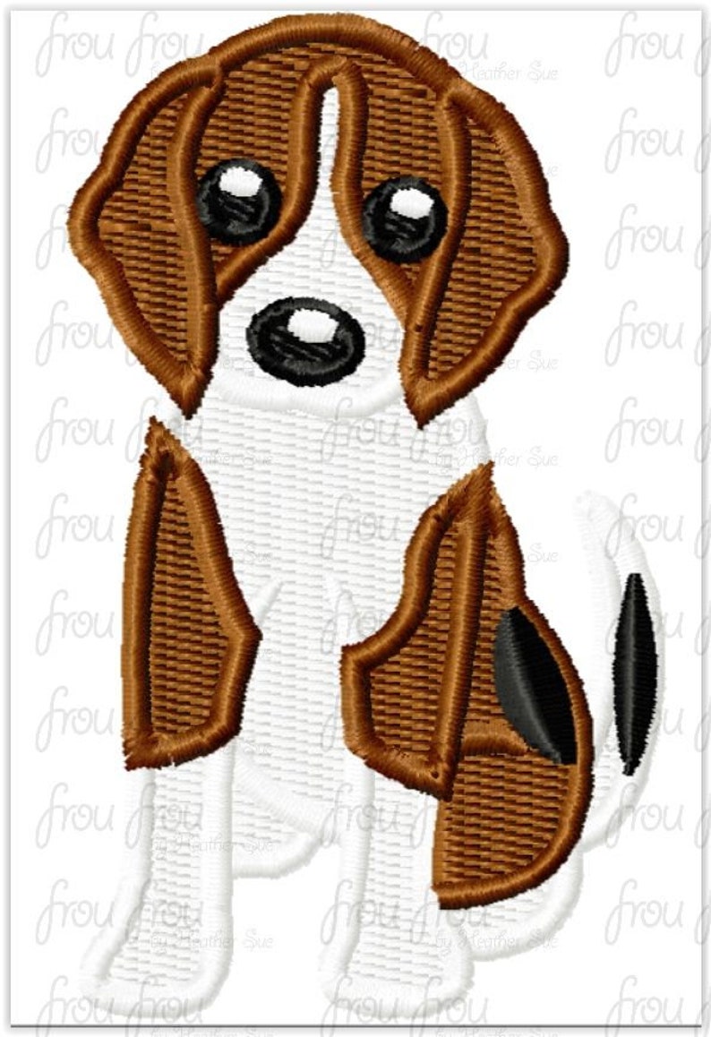 Beagle Dog Digital Embroidery Design Machine Filled and Applique 216 image 3