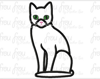 One Color Tabby Cat House Cat Digital Embroidery Design Machine Filled and Applique 2.5"-16"