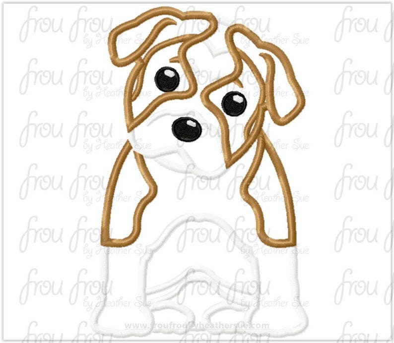 English Bulldog Dog Digital Embroidery Design Machine Applique Etsy UK