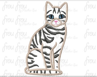 Tabby Tiger Cat Mackerel House Cat Digital Embroidery Design Machine Filled and Applique 2.5"-16"