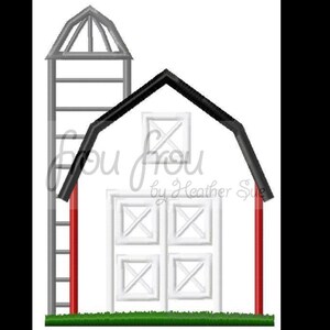 Barn and Grain Silo Applique Machine Embroidery Design 4x4-6x10