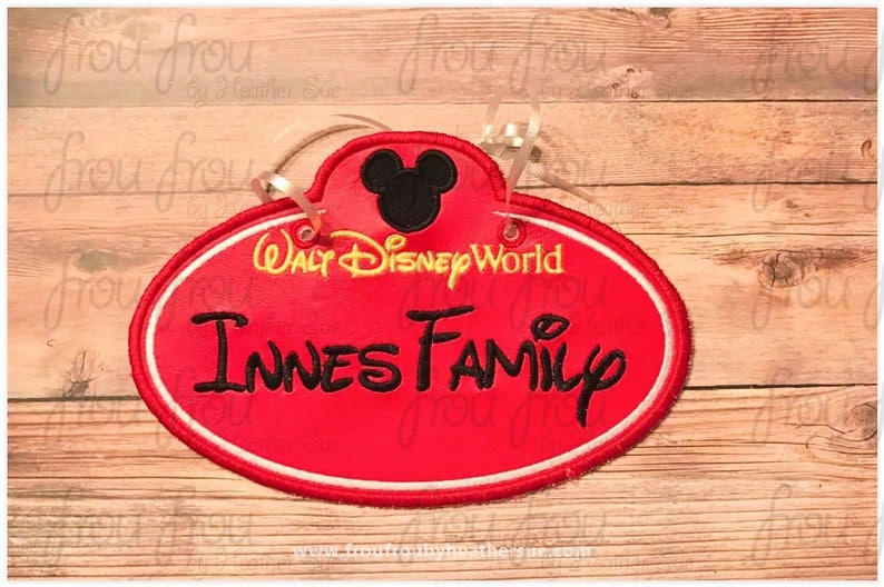 Digital Embroidery Design Machine Applique Stroller Name Tag Dis World With Mister Mouse Head IN THE HOOP Project 416 image 1