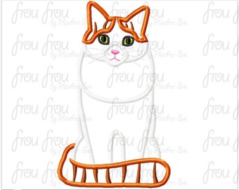 Turkish Van House Cat Digital Embroidery Design Machine Filled and Applique 2.5"-16"