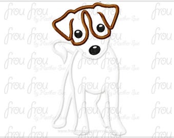 Jack Russell cane digitale ricamo Design macchina Applique 4"- 6 x 10"