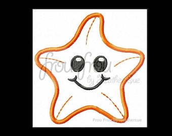 Cute Starfish Applique Machine Embroidery Design 4x4,  5x7, 6x10