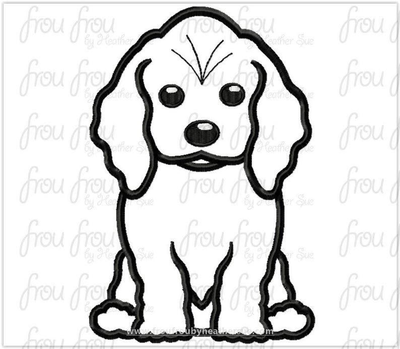 Cocker Spaniel Dog Digital Embroidery Design Machine Applique 46x10 image 1