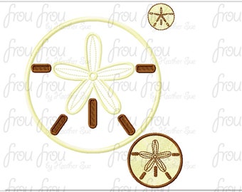 Sand Dollar Shell Beach Digital Embroidery Design Machine Filled and Applique 1, 2, 3, 4, 5, and 6 inch