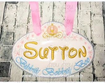 Digital Embroidery Design Machine Applique Cindy Pumpkin Coach Stroller Name Tag  IN THE HOOP Project 4"-16"
