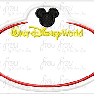 Digital Embroidery Design Machine Applique Stroller Name Tag Dis World With Mister Mouse Head IN THE HOOP Project 416 image 2