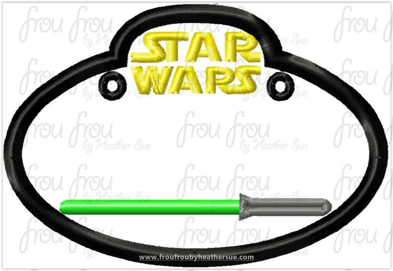 Digital Embroidery Design Machine Applique Space Wars Stroller Name Tag IN THE HOOP Project 416 image 3