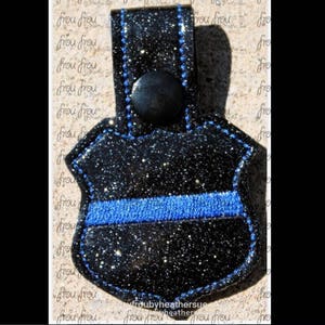 Digital Embroidery Design Machine Key Fob Thin Blue Line Police Officer In The Hoop Project 4&quot;-10&quot;