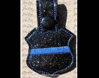 Digital Embroidery Design Machine Key Fob Thin Blue Line Police Officer In The Hoop Project 4"-10"